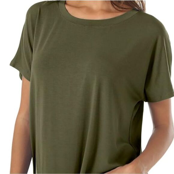 Herou Casual Summer Short Sleeve High Low Loose T Shirt Basic Tees Tops. SZ XL - Picture 2 of 8